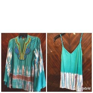 Hale Bob silk tunic with matching cami, beading